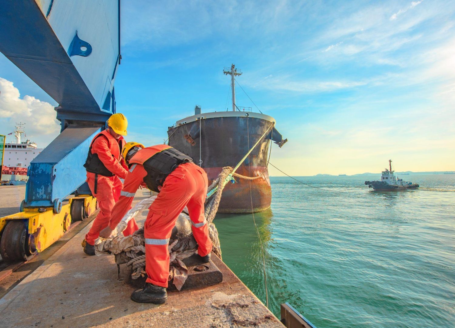 maritime-workers-docking-a-ship-at-sea